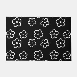 Schwarz-Weiß-Blume Fußmatte