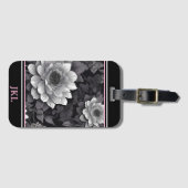 Schwarz-Weiß-Blume Gepäckanhänger (Vorderseite (Horizontal))