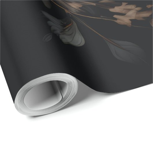 Schwarz-Weiß-Blume Geschenkpapier (Rolleneckpunkt)