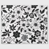 Schwarz-Weiß-Blume Geschenkpapier (Flach)