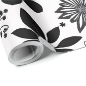 Schwarz-Weiß-Blume Geschenkpapier (Rolleneckpunkt)