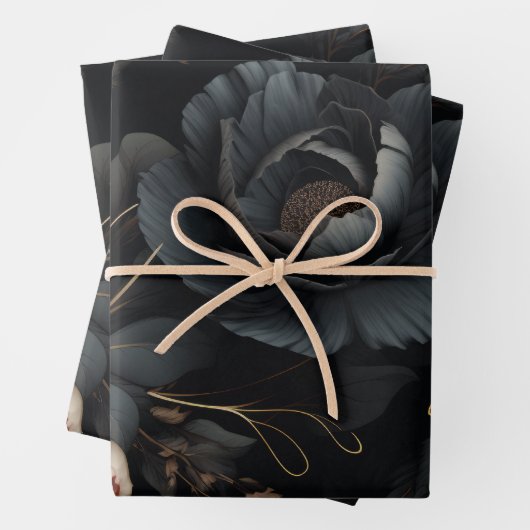 Schwarz-Weiß-Blume Geschenkpapier Set (Beispiel)