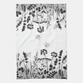 Schwarz-Weiß-Blume Geschirrtuch (Vertikal)