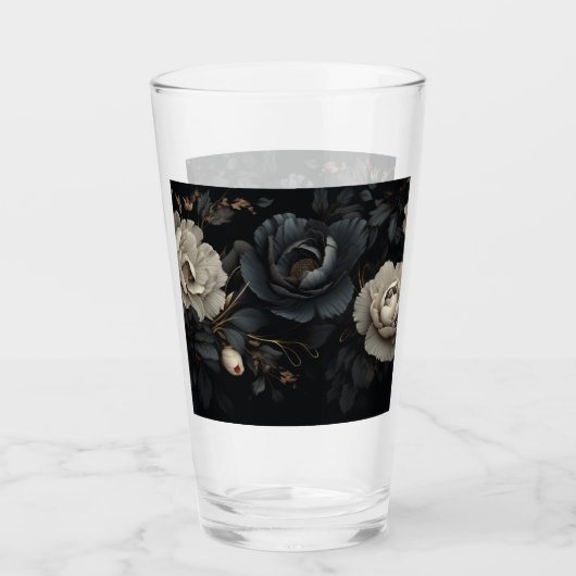 Schwarz-Weiß-Blume Glas (Vorderseite)