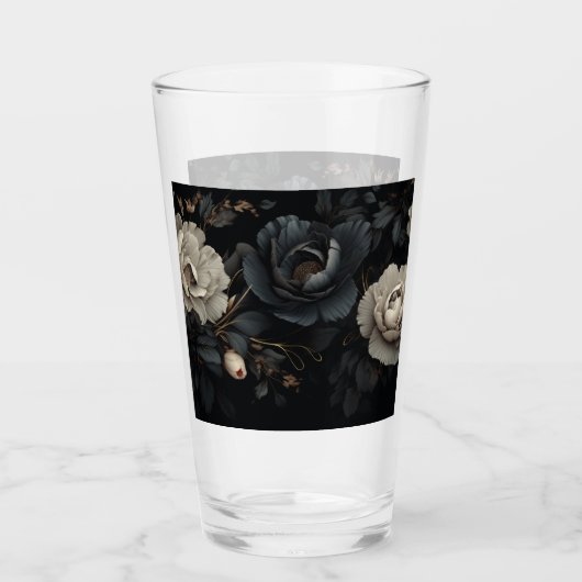 Schwarz-Weiß-Blume Glas (Vorderseite)