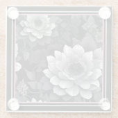 Schwarz-Weiß-Blume Glasuntersetzer (Rückseite)