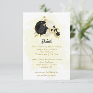 Schwarz-Weiß-Blume-Goldhochzeit Begleitkarte