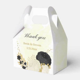 Schwarz-Weiß-Blume-Goldhochzeit Geschenkschachtel