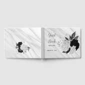 Schwarz-Weiß-Blume, grauer botanischer Marmor Gästebuch (Voll)