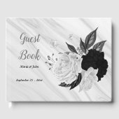 Schwarz-Weiß-Blume, grauer botanischer Marmor Gästebuch (Vorderseite)