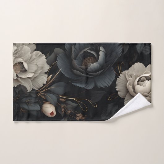 Schwarz-Weiß-Blume Handtuch (Handtuch)