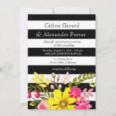 Schwarz-Weiß-Blume Hochgelb Einladung (Vorderseite)