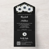 Schwarz-Weiß-Blume Hochzeit All In One Einladung (Innen Boden)