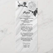 Schwarz-Weiß-Blume Hochzeit Menükarte (Vorderseite)