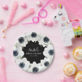 Schwarz-Weiß-Blume Hochzeit Pappteller (Party)