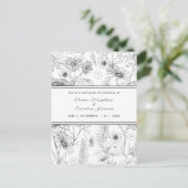 Schwarz-Weiß-Blume Hochzeit Postkarte (Stehend Vorderseite)