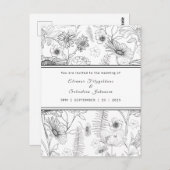 Schwarz-Weiß-Blume Hochzeit Postkarte (Vorne/Hinten)