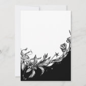 Schwarz-Weiß-Blume Hochzeitsfest Brautparty Einladung (Rückseite)