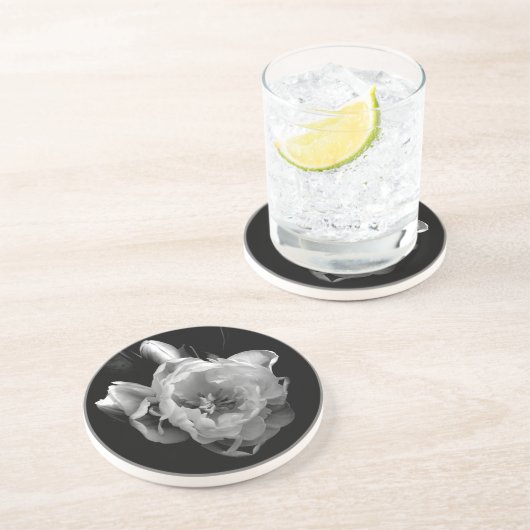 Schwarz-Weiß-Blume III Untersetzer (Seite)