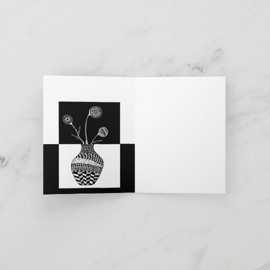 Schwarz-Weiß-Blume in einer Vase-Grußkarte Karte (Innenseite)