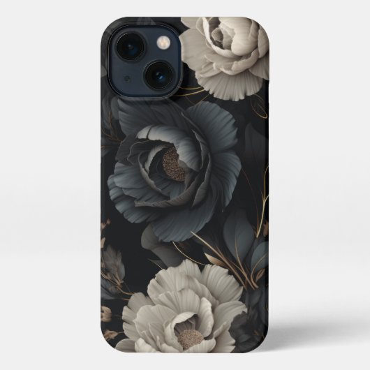 Schwarz-Weiß-Blume iPhone Hülle (Rückseite)