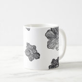 Schwarz-Weiß-Blume Kaffeezubereitung Tasse  (VorderseiteRechts)