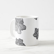 Schwarz-Weiß-Blume Kaffeezubereitung Tasse 