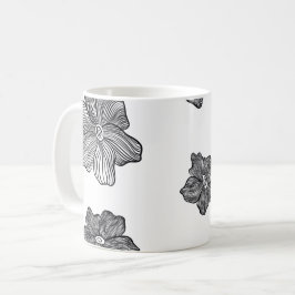 Schwarz-Weiß-Blume Kaffeezubereitung Tasse 