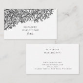 Schwarz-Weiß-Blume-Karte. Modernes botanisches Visitenkarte (Vorne/Hinten)