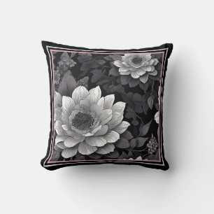 Schwarz-Weiß-Blume Kissen