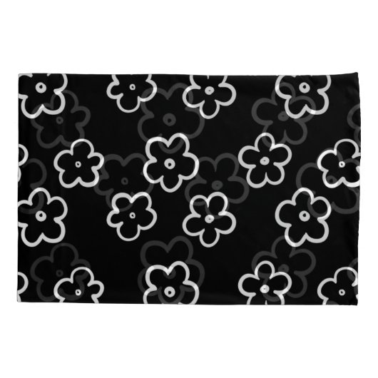 Schwarz-Weiß-Blume Kissenbezug (Rückseite)