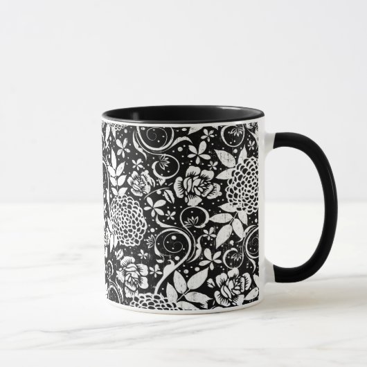 Schwarz-Weiß-Blume Klassische Tasse (Rechts)
