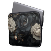 Schwarz-Weiß-Blume Laptopschutzhülle (Vorderseite Links)