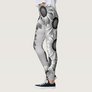 Schwarz-Weiß-Blume Leggings