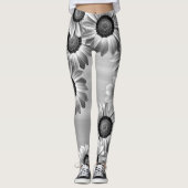 Schwarz-Weiß-Blume Leggings (Vorderseite)