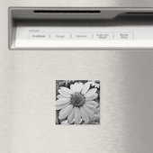 Schwarz-Weiß-Blume Magnet (In Situ (Geschirrspüler))