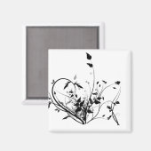 Schwarz-Weiß-Blume Magnet (Vorderseite/Rückseite)