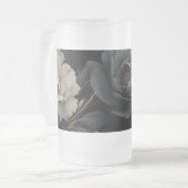Schwarz-Weiß-Blume Mattglas Bierglas (Vorderseite Links)