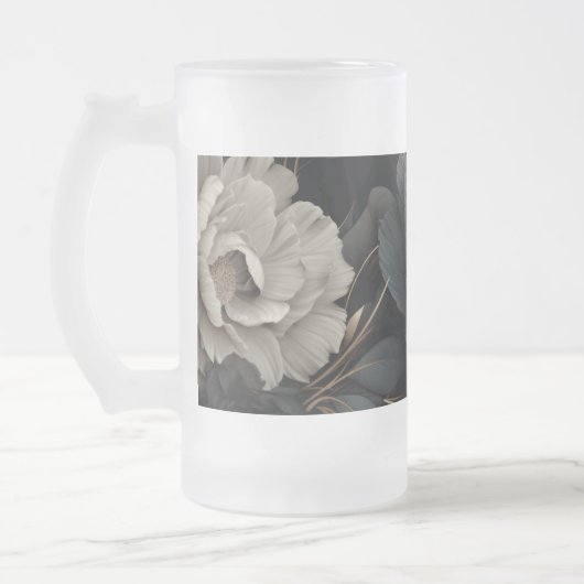 Schwarz-Weiß-Blume Mattglas Bierglas (Links)