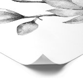 Schwarz-Weiß-Blume mit Aquarellfarben-Wandkunstpos Poster (Ecke)