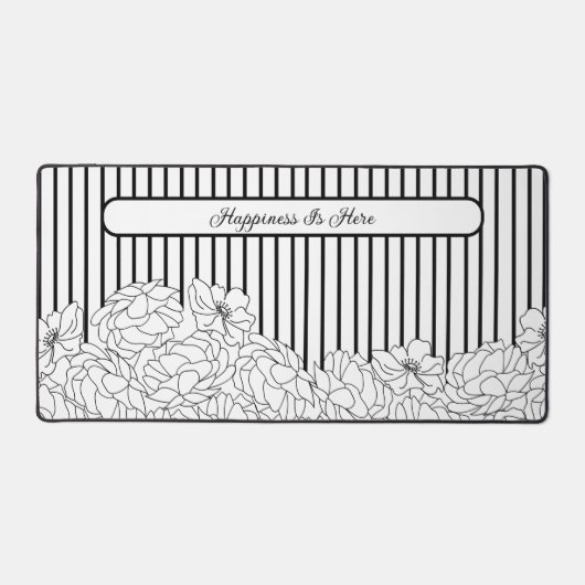 Schwarz-Weiß-Blume mit benutzerdefinierten Striche Schreibtischunterlage (Vorderseite)