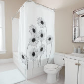 Schwarz-Weiß-Blume mit langen Stielen Duschvorhang (Beispiel)
