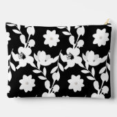 Schwarz-Weiß-Blume mit Perlen Zubehörtasche (Rückseite)