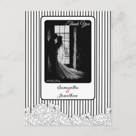 Schwarz-Weiß-Blume mit Streifen Danke Postkarte