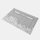 Schwarz-Weiß-Blume mit Streifen Fußmatte (Schrägansicht)