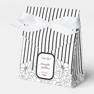 Schwarz-Weiß-Blume mit Streifen Geschenkschachtel