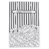 Schwarz-Weiß-Blume mit Streifen Mittlere Geschenktüte (Vorderseite)