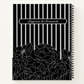 Schwarz-Weiß-Blume mit Streifen Notizblock (Rückseite)