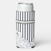 Schwarz-Weiß-Blume mit Streifen Selters Dosenkühler (Seltzer Rückseite)