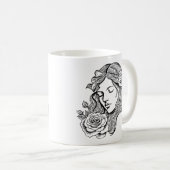 Schwarz-Weiß-Blume mit Tasse (VorderseiteRechts)